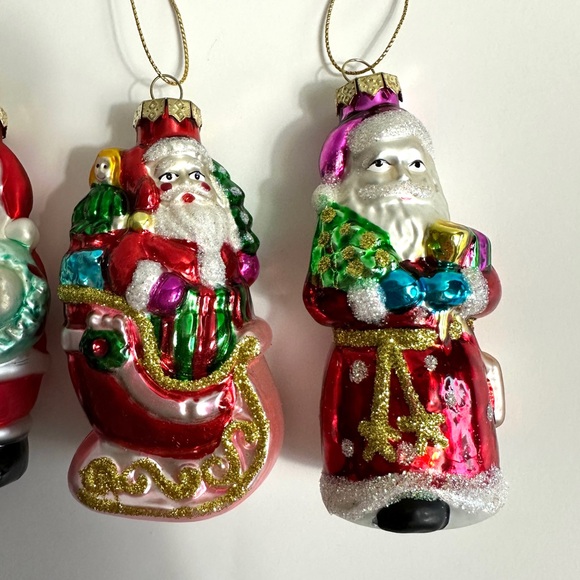 Blown Glass Santa Christmas Ornaments Set of 4 Vintage Style - Picture 4 of 8